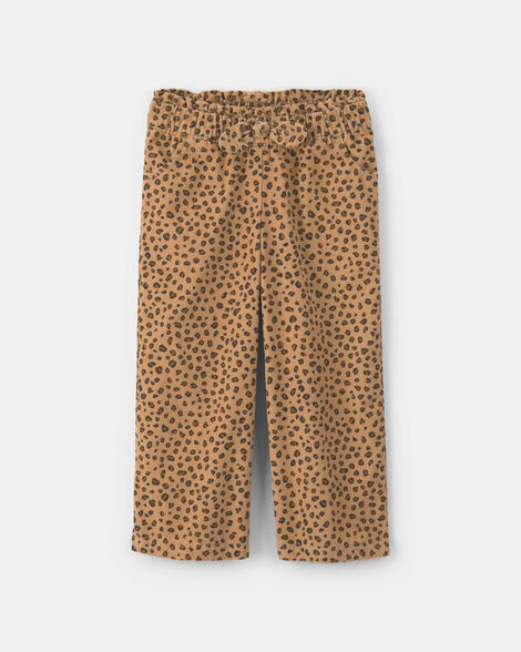 toddler girl leopard corduroy wide-leg pants - brown