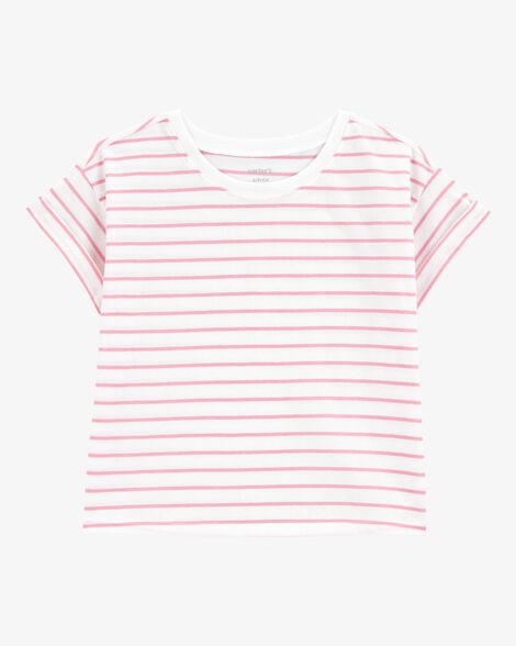  Product image 1 of Kid Striped Short-Sleeve Fashion Top - Pink