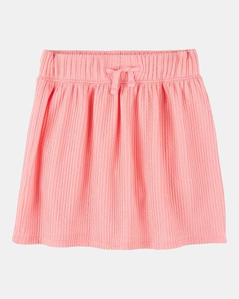 Kid Ribbed Textured Drawstring Skort - Orange