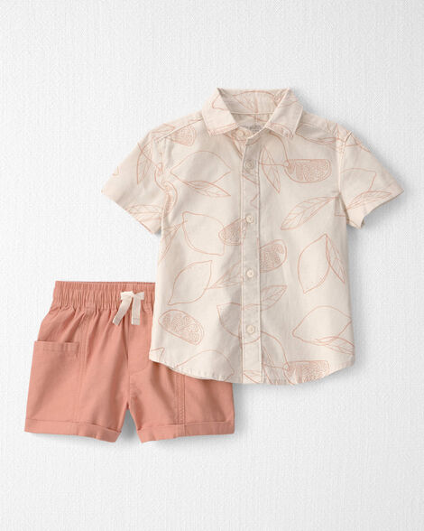 Toddler Boy 2-Piece Top & Short Set Made with Organic Cotton in Citrus Summer Print