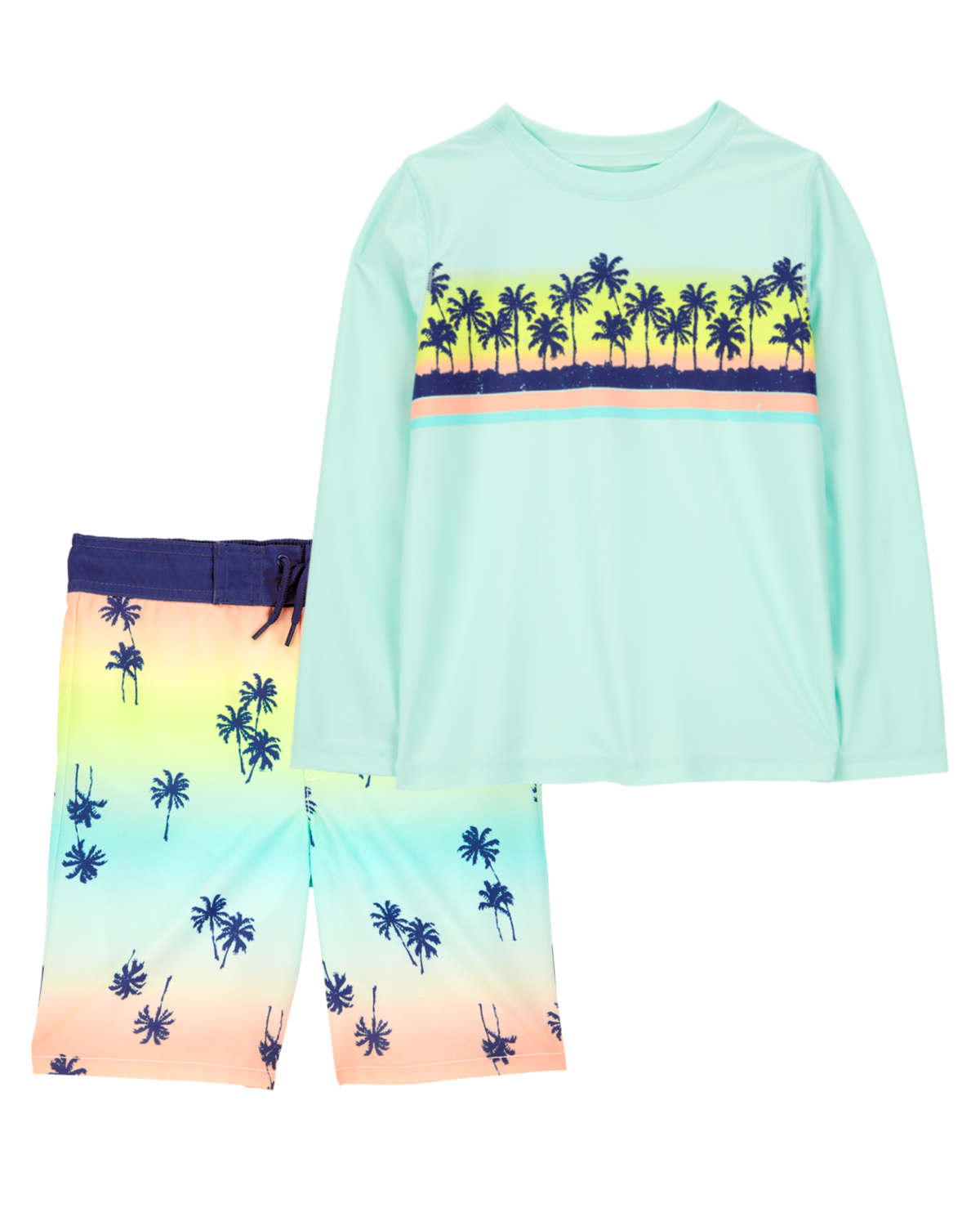 Kid 2-Piece Palm Tree Rashguard & Swim Trunk Set | Carter's