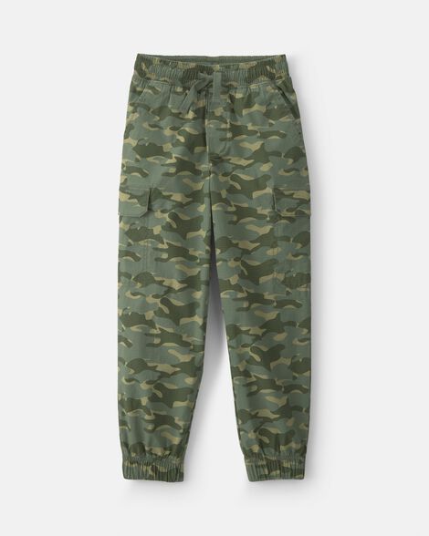 boys camo cargo joggers - olive green