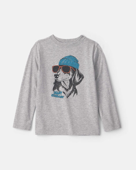 boys 'just chillin' dog long-sleeve graphic tee - grey