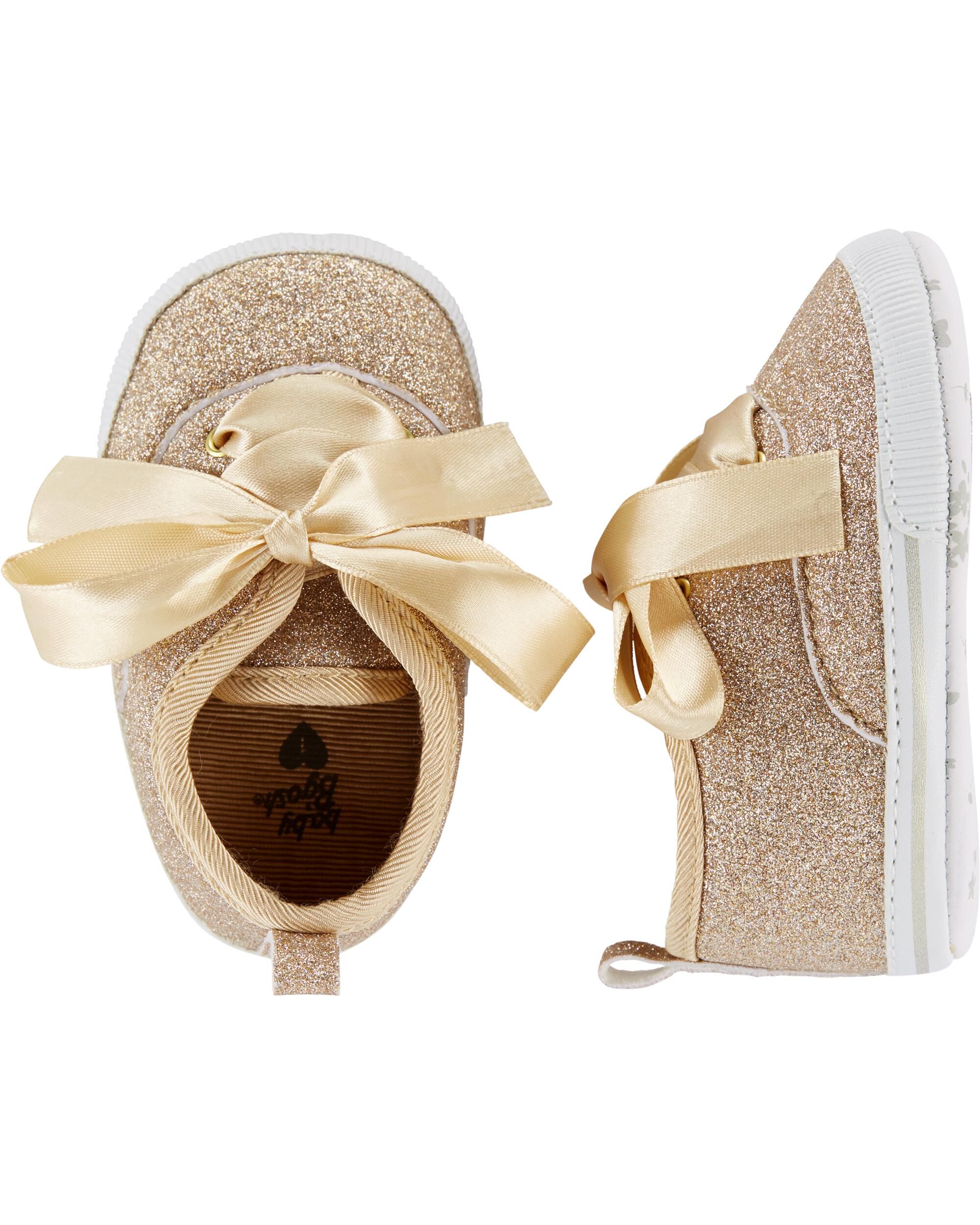 gold glitter infant shoes