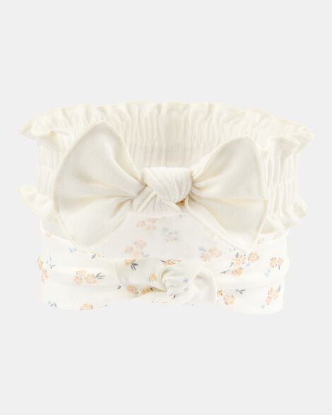 baby girl 2-pack headwraps - white/yellow