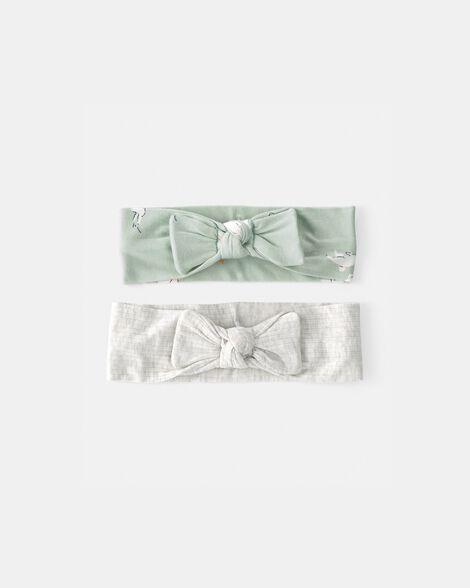 baby girl 2-pack easter bunny purelysoft headwraps - green/ivory