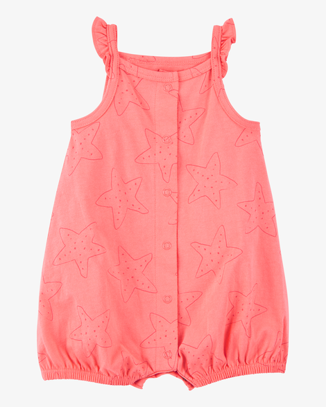 baby starfish snap-up cotton romper