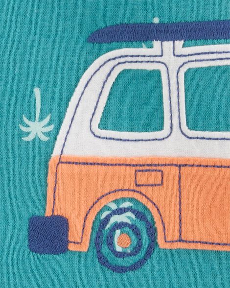  Product image 2 of Baby Car Palm Tree Snug Fit Cotton Footless 1-Piece Pajamas - Turquoise