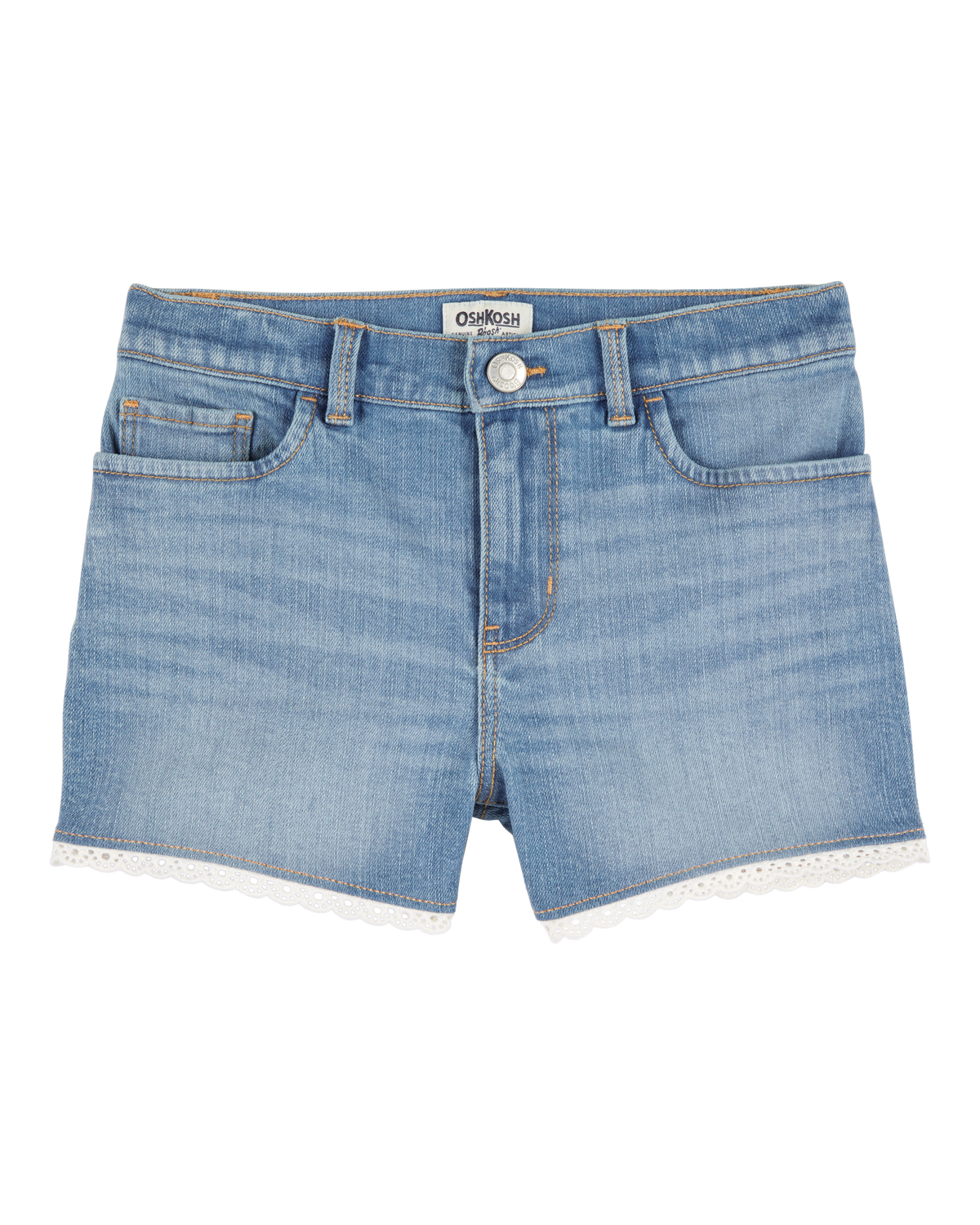 Kid Eyelet Hem Iconic Denim Short - Brit Wash - OshKosh B