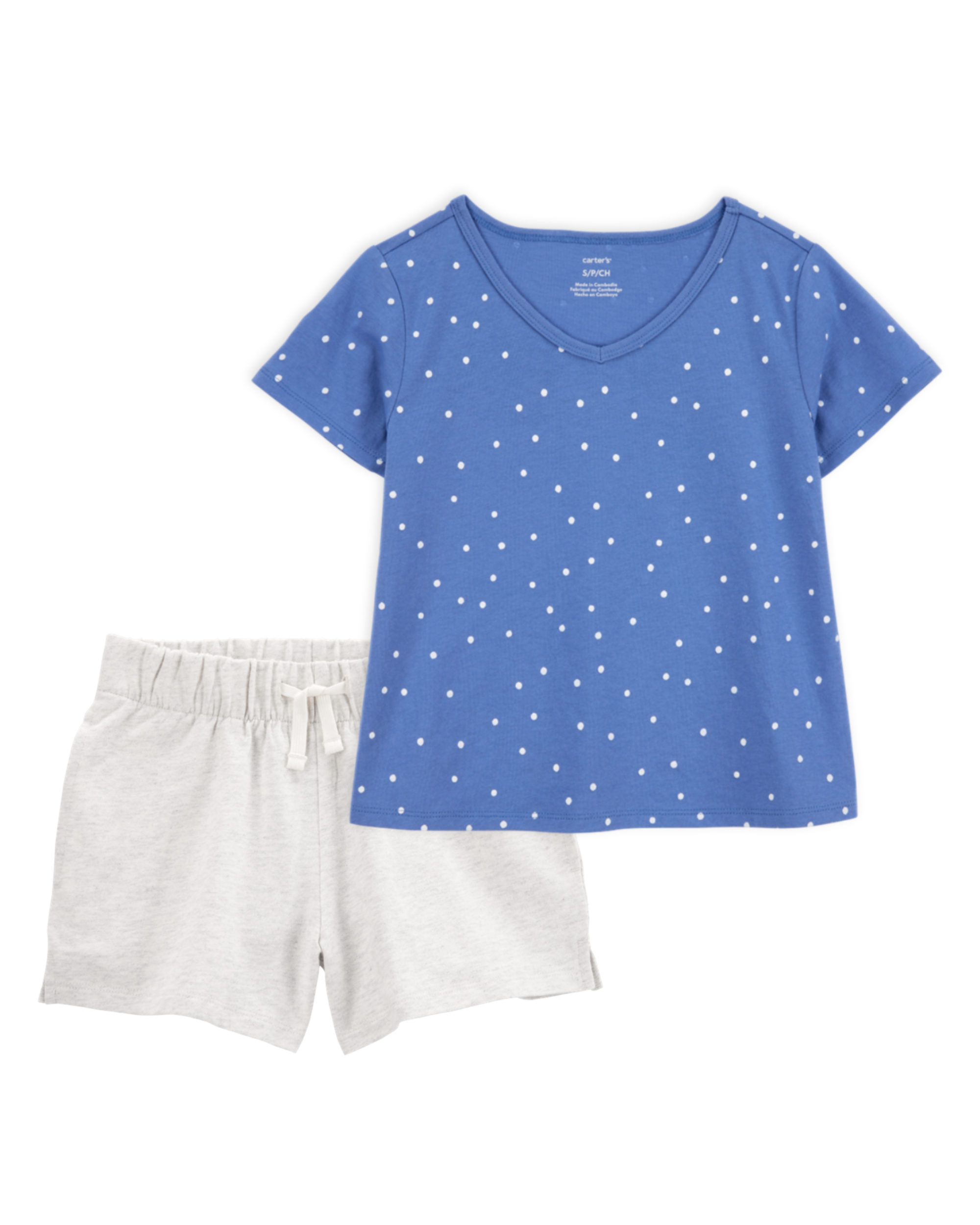 Kid 2-Piece Polka Dot Top & Pull-On French Terry Shorts Set