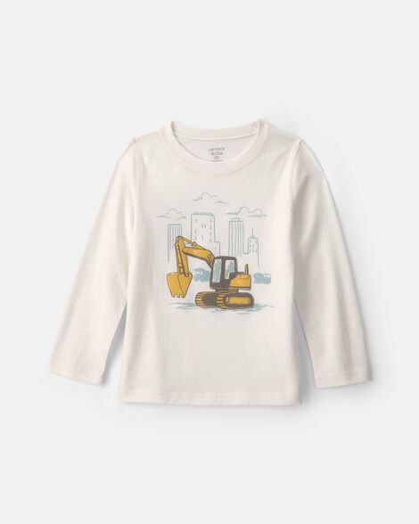 toddler boy construction long-sleeve graphic tee - cream