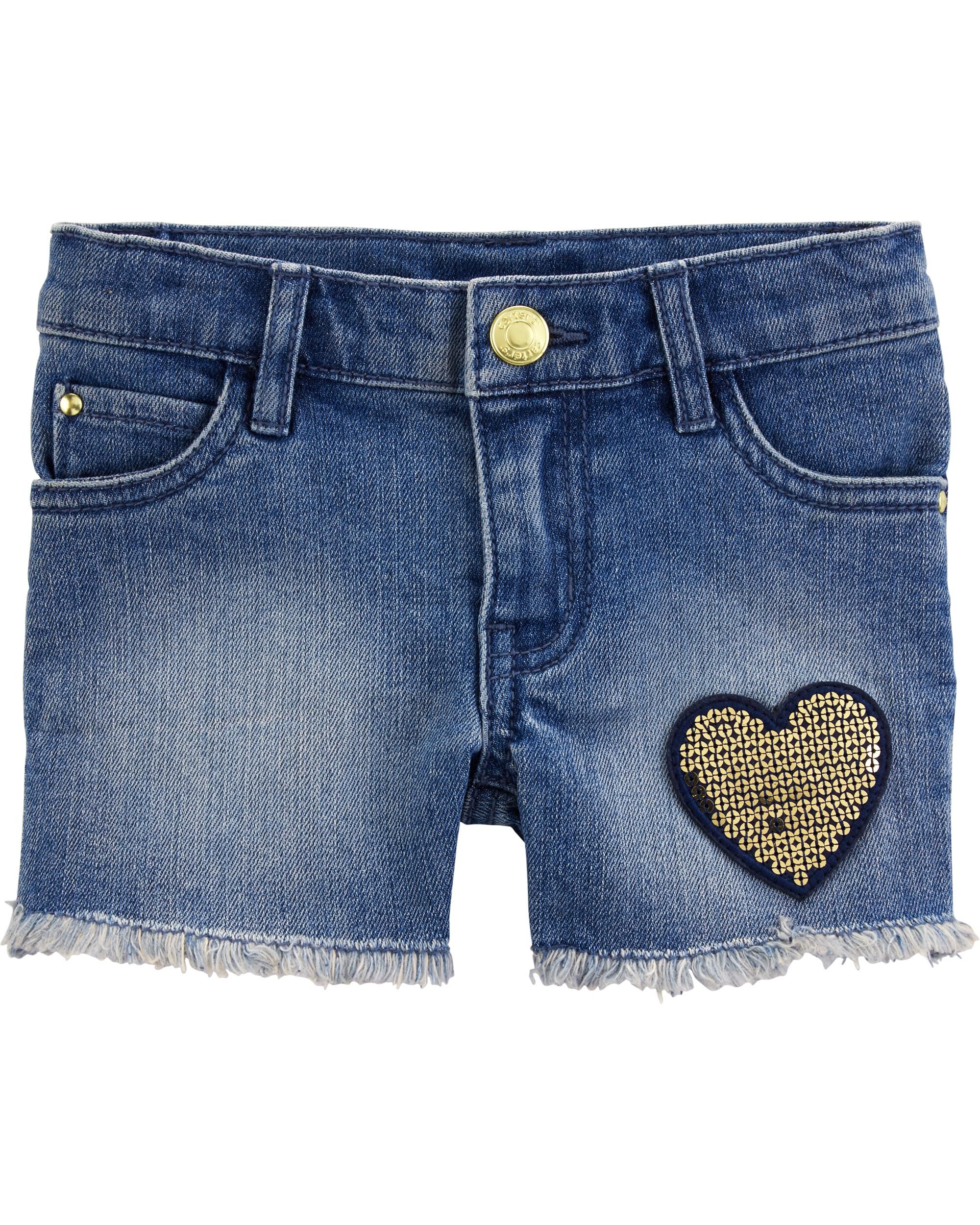 denim sequin shorts