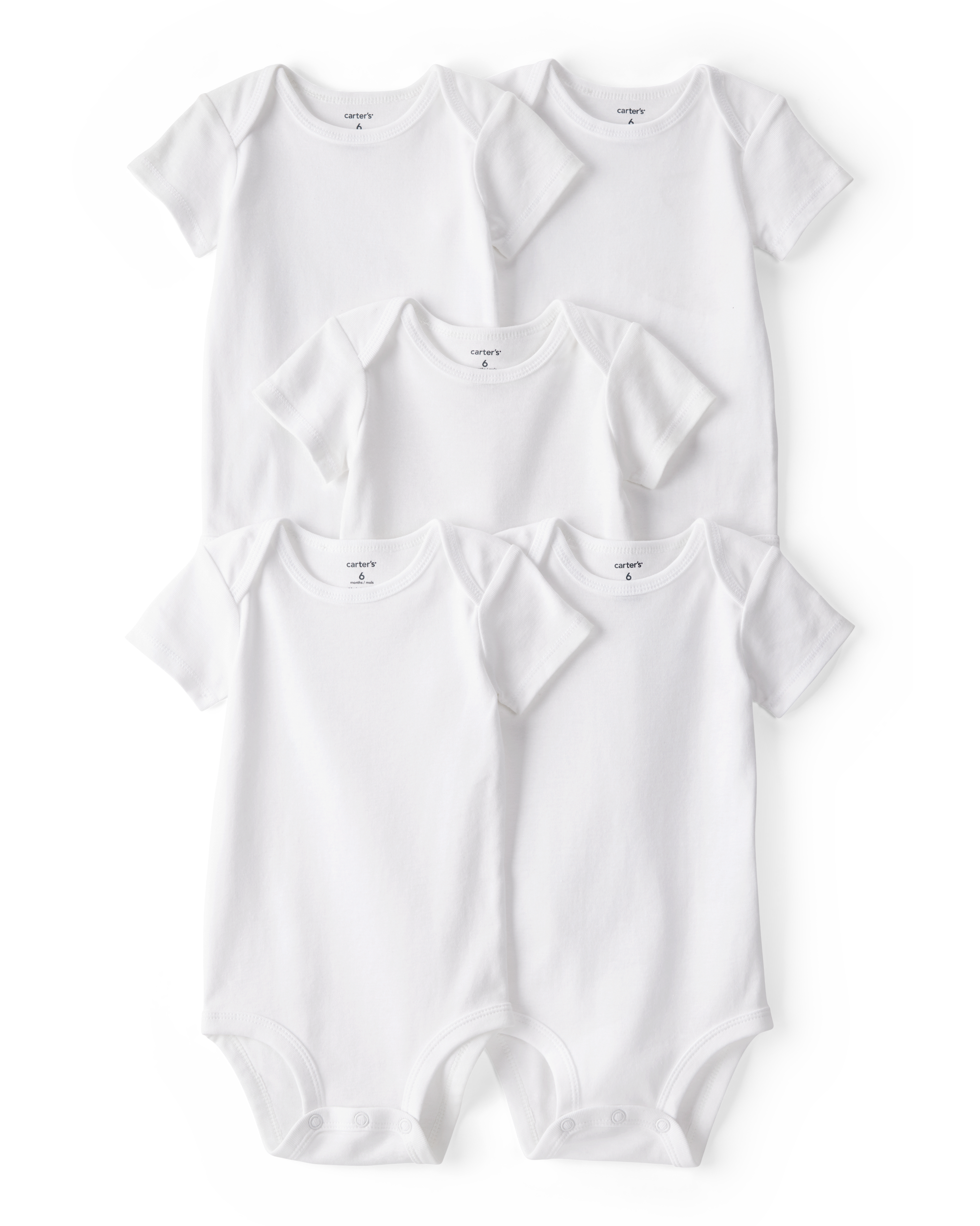 Baby 5-Pack Short-Sleeve Bodysuits - White