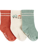 Multi - Baby 3-Pack Tractor Booties, Selected