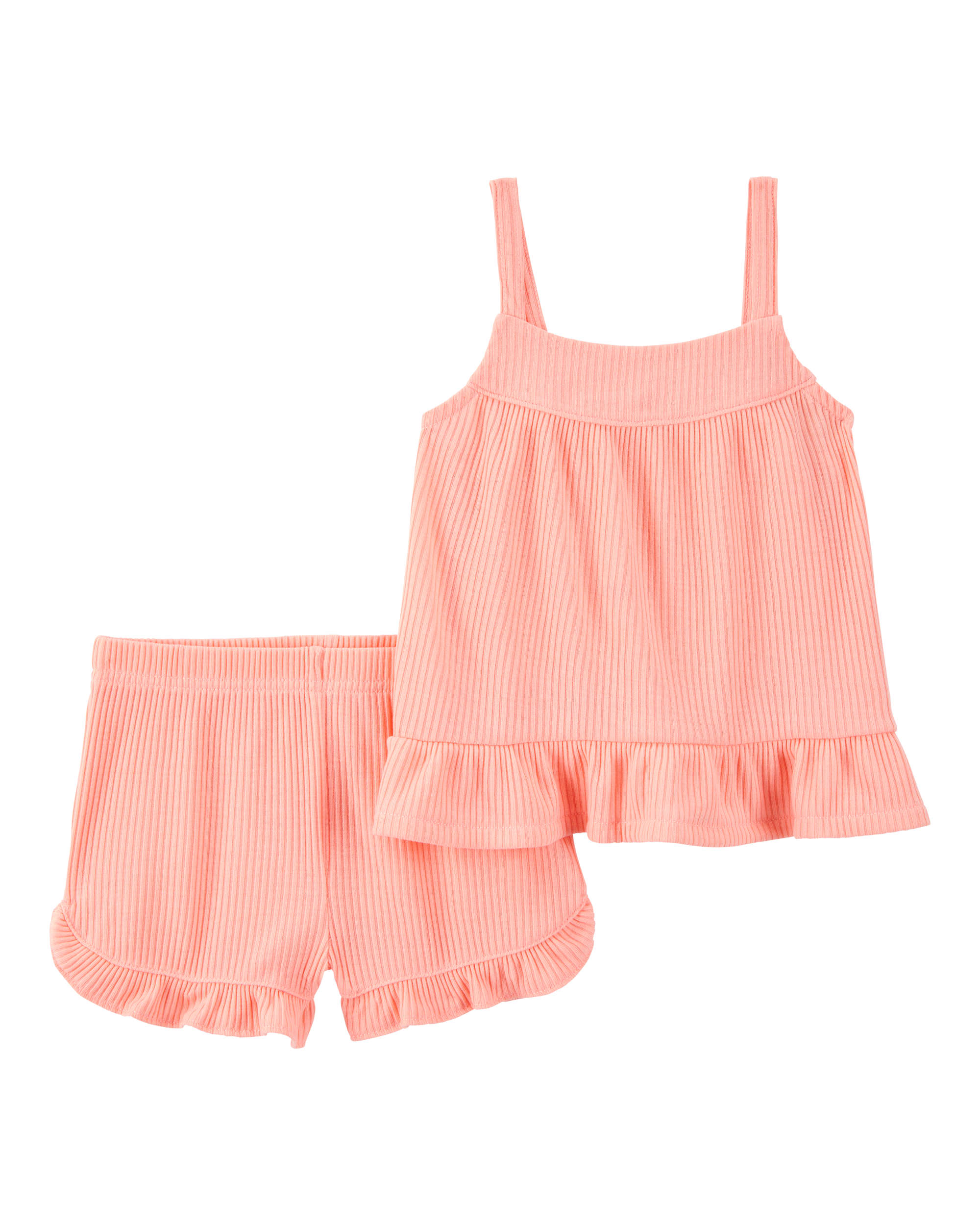 Toddler Girl Solid Loose Fit 2-Piece Pajamas - Coral