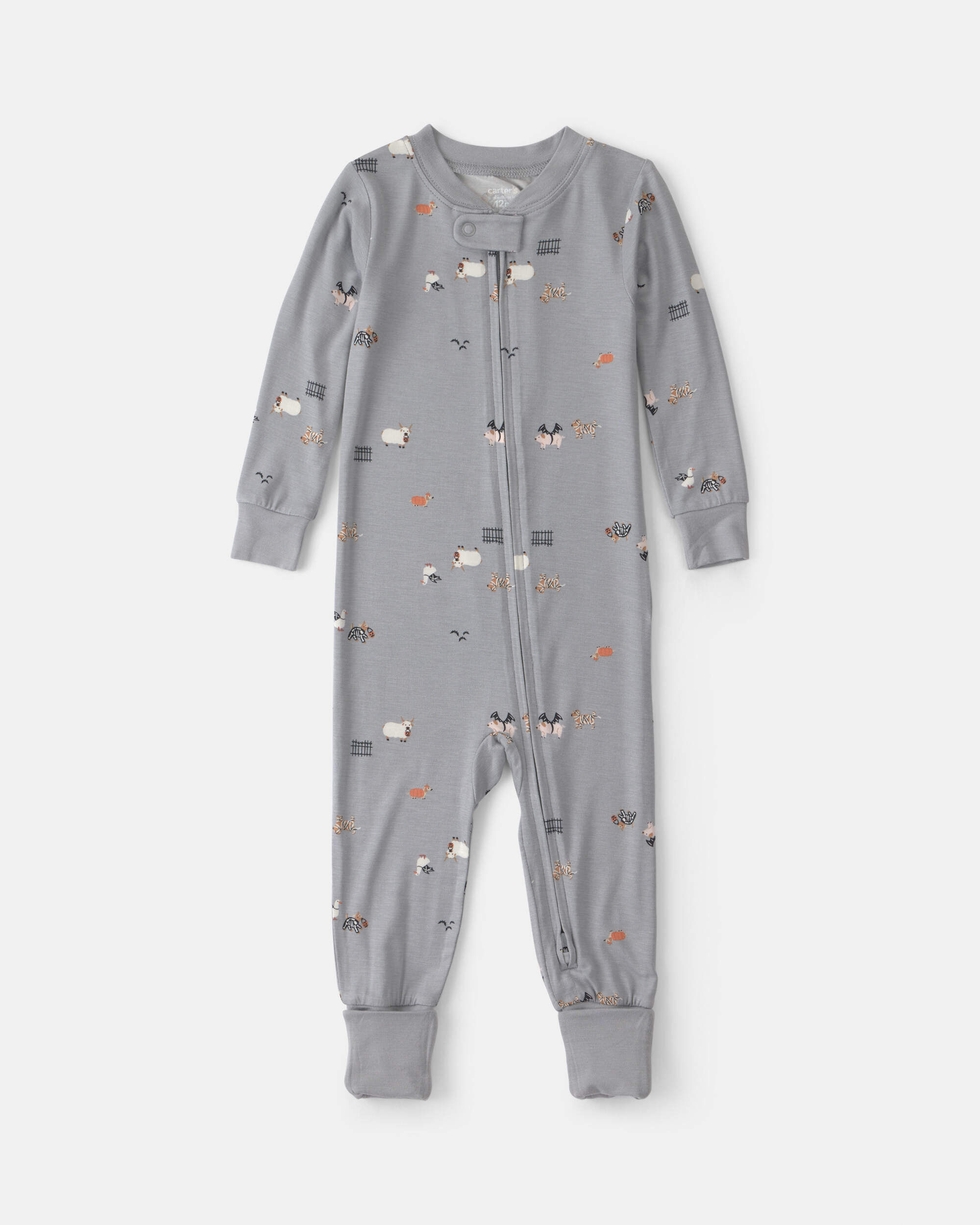Carters baby 1-piece halloween purelysoft snug fit pajama 12M Grey 20$