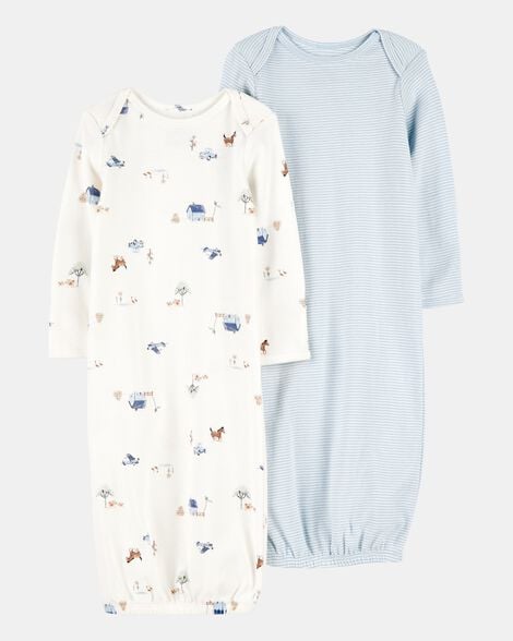 baby 2-pack sleeper gowns - blue/white