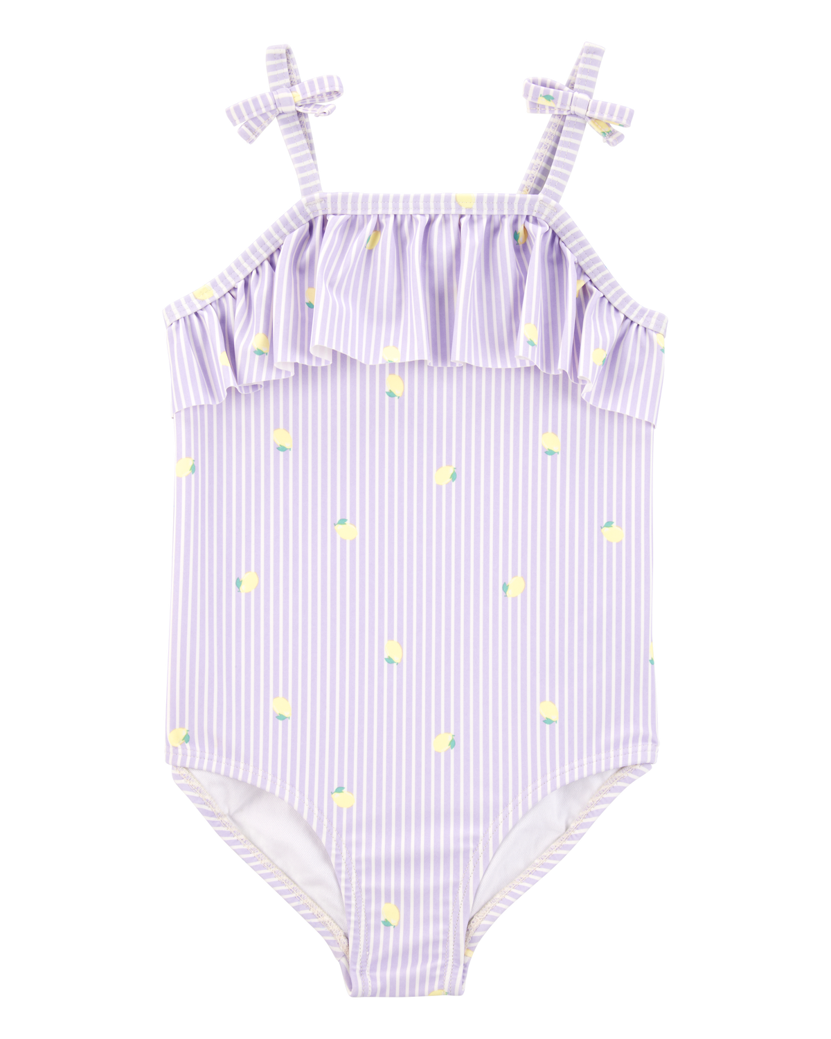 Toddler Girl 1-Piece Striped Lemon Swimsuit - Purple