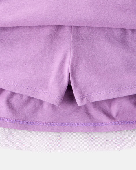 Product image 2 of Kid 2-Piece Glitter Cat Tee & Tulle Tutu Skort Set - Black/Purple