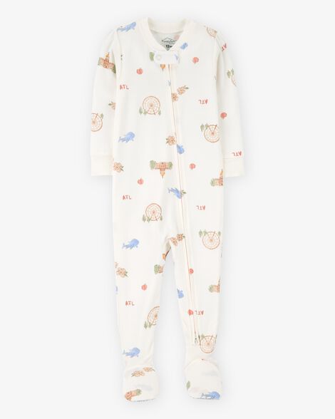  Product image 1 of Baby Atlanta Print PurelySoft Footie 1-Piece Pajamas - Ivory