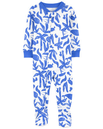 Baby 1-Piece Ocean Print 100% Snug Fit Cotton Footie Pajamas