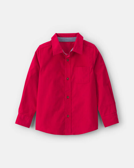 Boys Corduroy Button-Down Shirt - Red