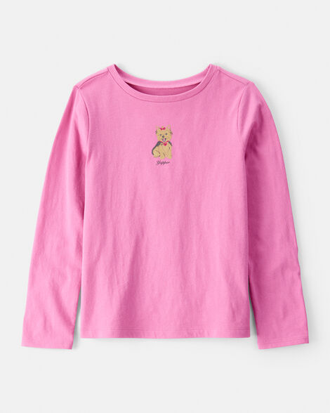 Girls Dog Long-Sleeve Graphic Tee - Pink