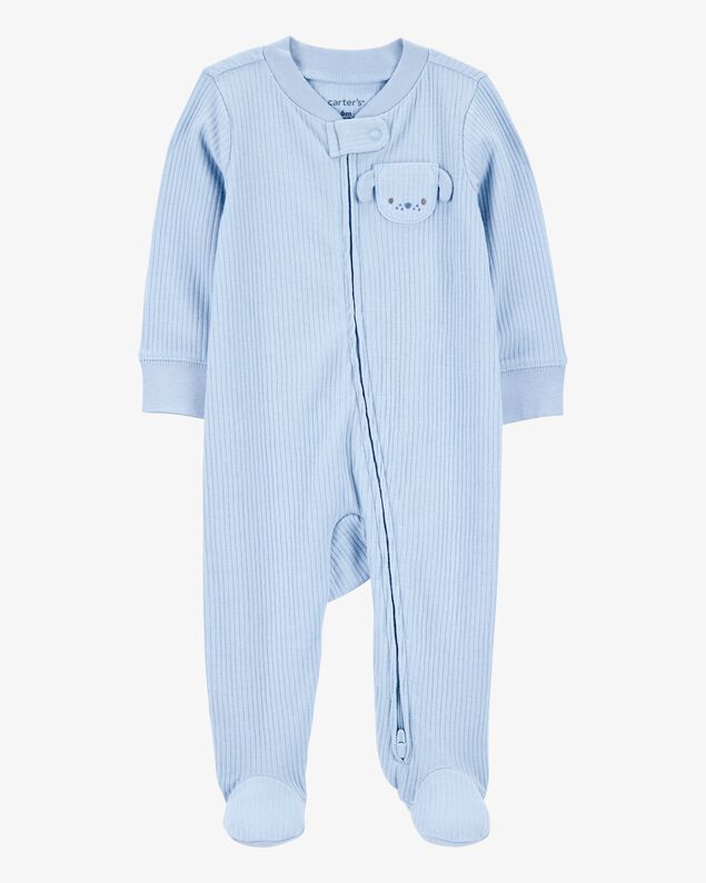 Product image 1 of Baby Dog Pocket 2-Way Zip Ribbed Sleep & Play Pajamas - Blue