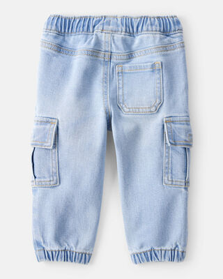 Product image 2 of Baby Boy Mid-Rise Denim Cargo Joggers - Blue