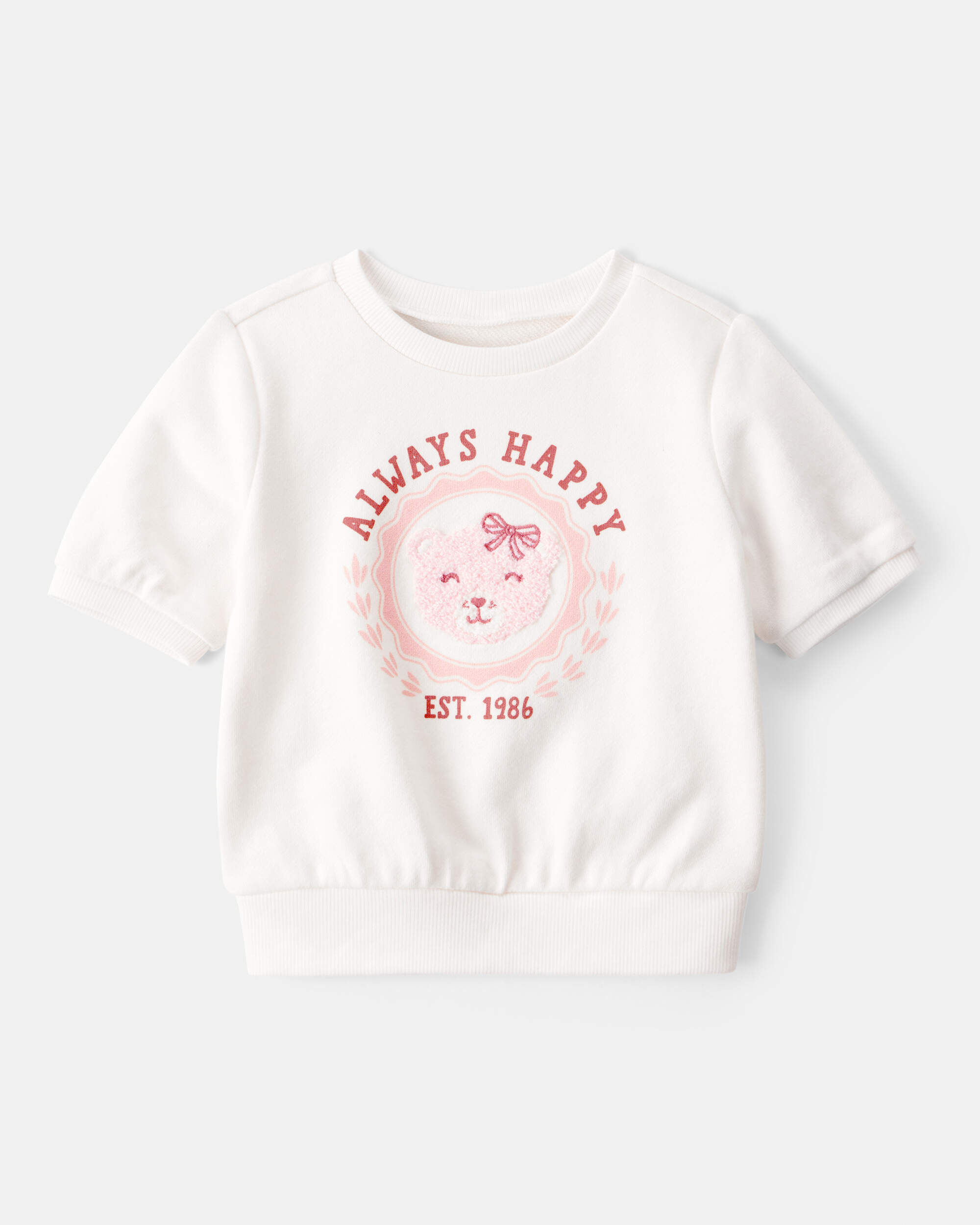 Baby Girl Bear Short-Sleeve Fashion Top - White