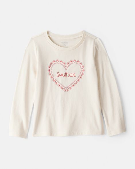 Toddler Girl Sweetheart Long-Sleeve Graphic Tee - Cream