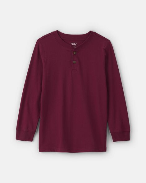 boys long-sleeve henley t-shirt - burgundy