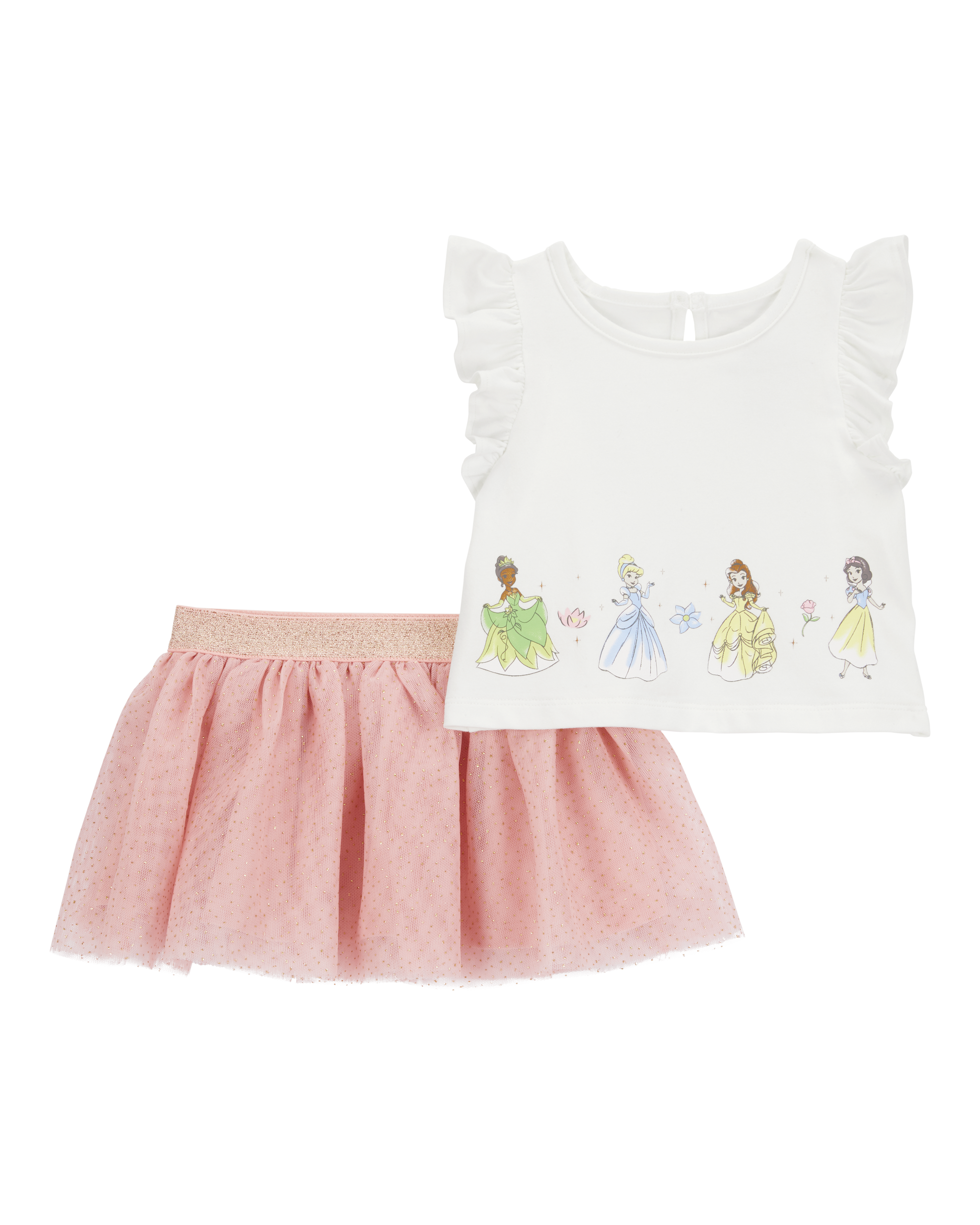 Toddler Girl 2-Piece Disney Princesses Tee & Tutu Skirt Set - White/Pink