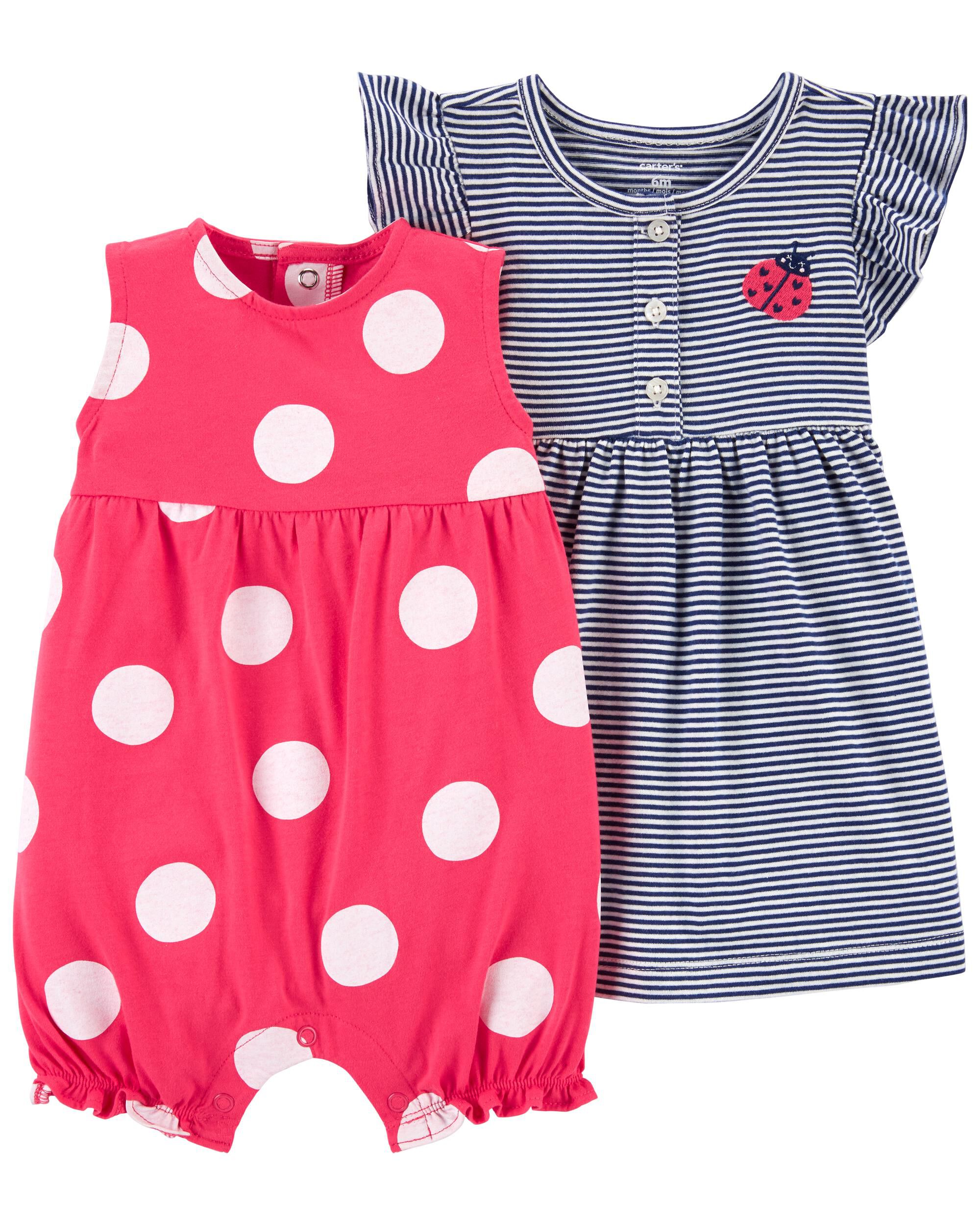 NEW CARTERS BABY GIRLS 2 PACK OUTFIT DRESS SET VARIOUS STYLES & SIZES 