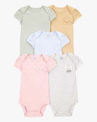 Product image 1 of Baby 5-Pack Animal Short-Sleeve Cotton Bodysuits