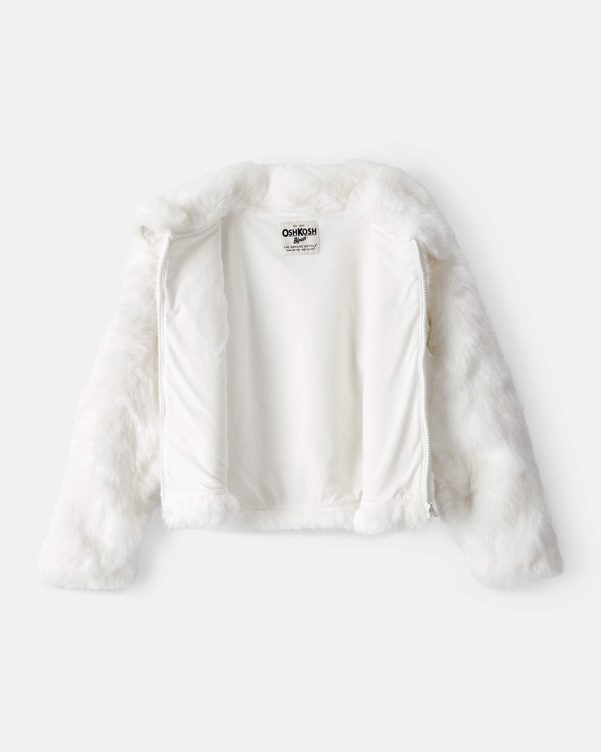 carla Lady handsome jacket（White） Girls Long-Sleeve Faux Fur Fashion Jacket - White - OshKosh