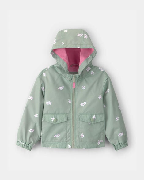 toddler girl floral windbreaker - green