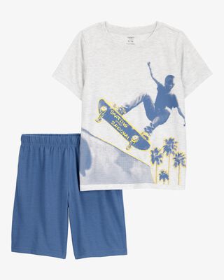 Product image 1 of Kid Skateboard Print Loose Fit 2-Piece Pajamas