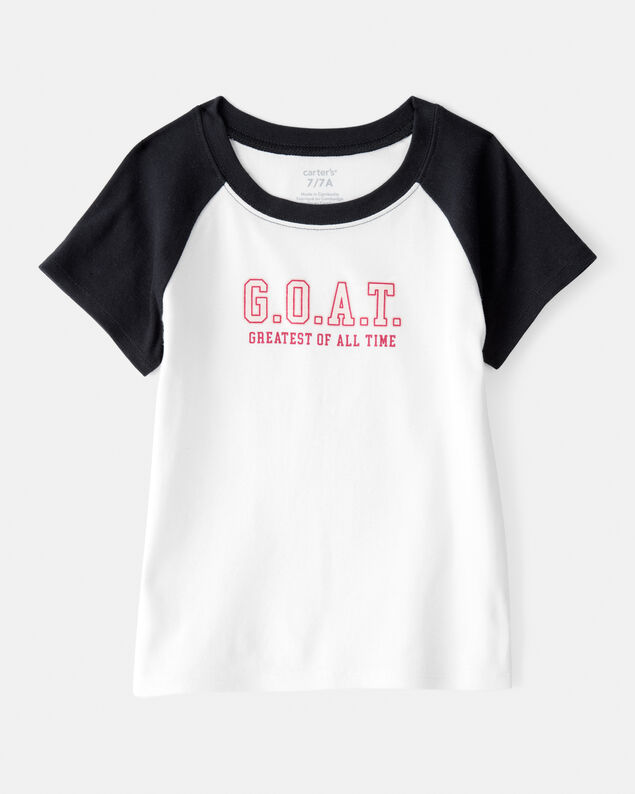 Product image 1 of Girls G.O.A.T Short-Sleeve Graphic Tee - Black/Ivory