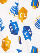 Blue/White - Baby Hanukkah 2-Way Zip Cotton Sleep & Play Pajamas, Selected