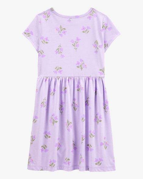  Product image 2 of Kid Floral Short-Sleeve Dress - Purple