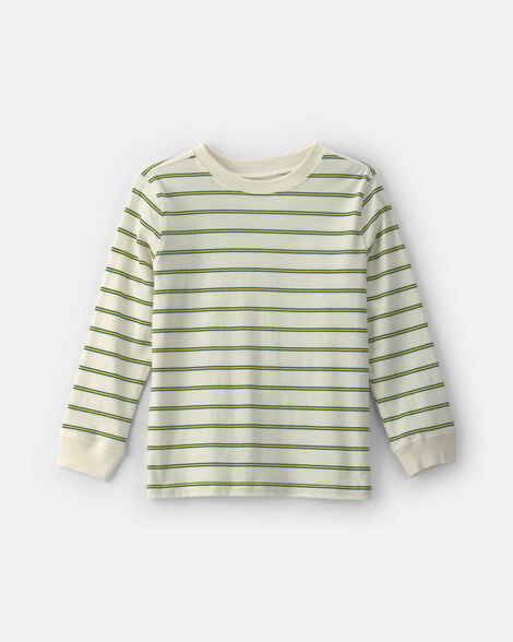 boys striped long-sleeve t-shirt - cream/green