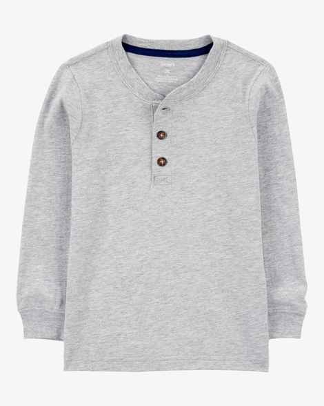 baby boy long-sleeve henley tee - grey