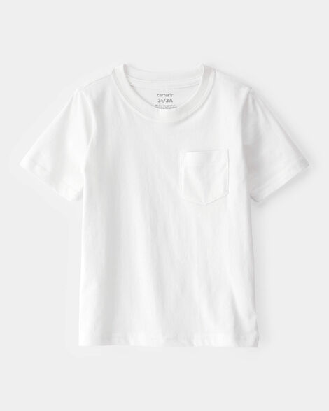 toddler solid short-sleeve pocket tee - white
