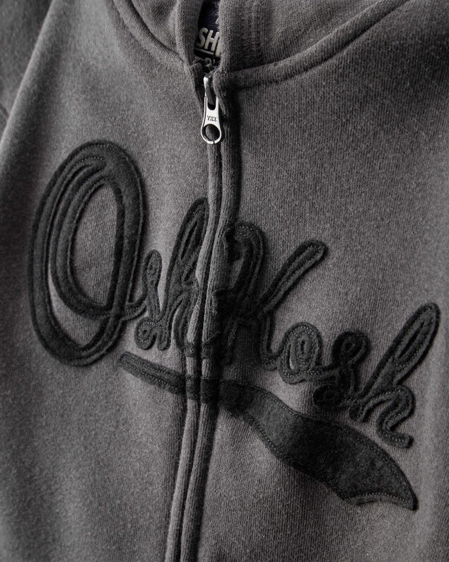Product image 2 of Boys OshKosh Fleece Logo Zip Jacket - Black