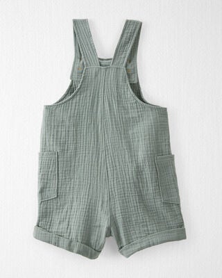 Product image 2 of Toddler Organic Cotton Gauze Shortalls in Green