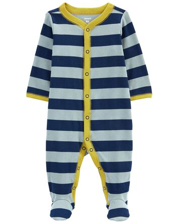 Baby Striped Snap-Up Cotton Blend Sleep & Play Pajamas