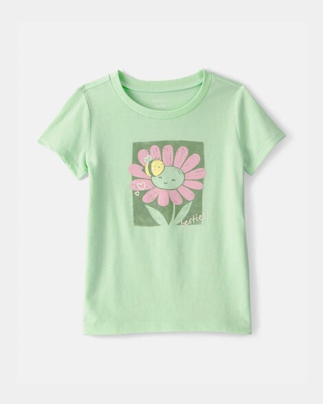 toddler girl flower graphic tee - green