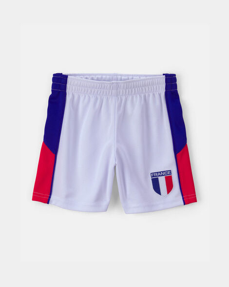 toddler umbro france mesh soccer shorts - blue/red/white