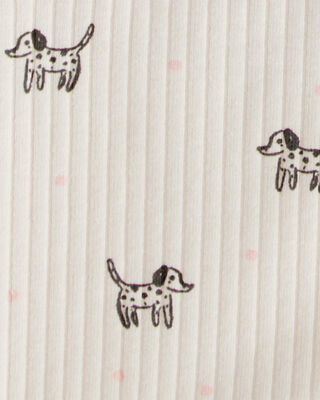 Product image 2 of Toddler 2-Piece Dog Print Ribbed Tee & Pull-On Pant Set - Ivory
